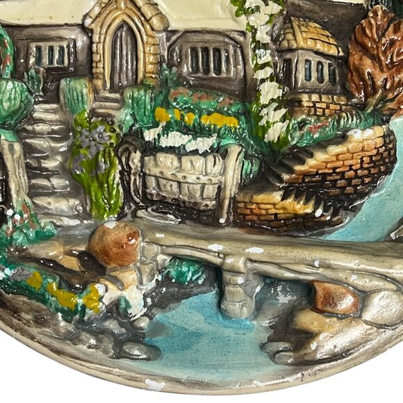 Vintage Chalkware Wall Plaque Toronto Canada Character Creations Handmade 11.5" - Picture 2 of 8